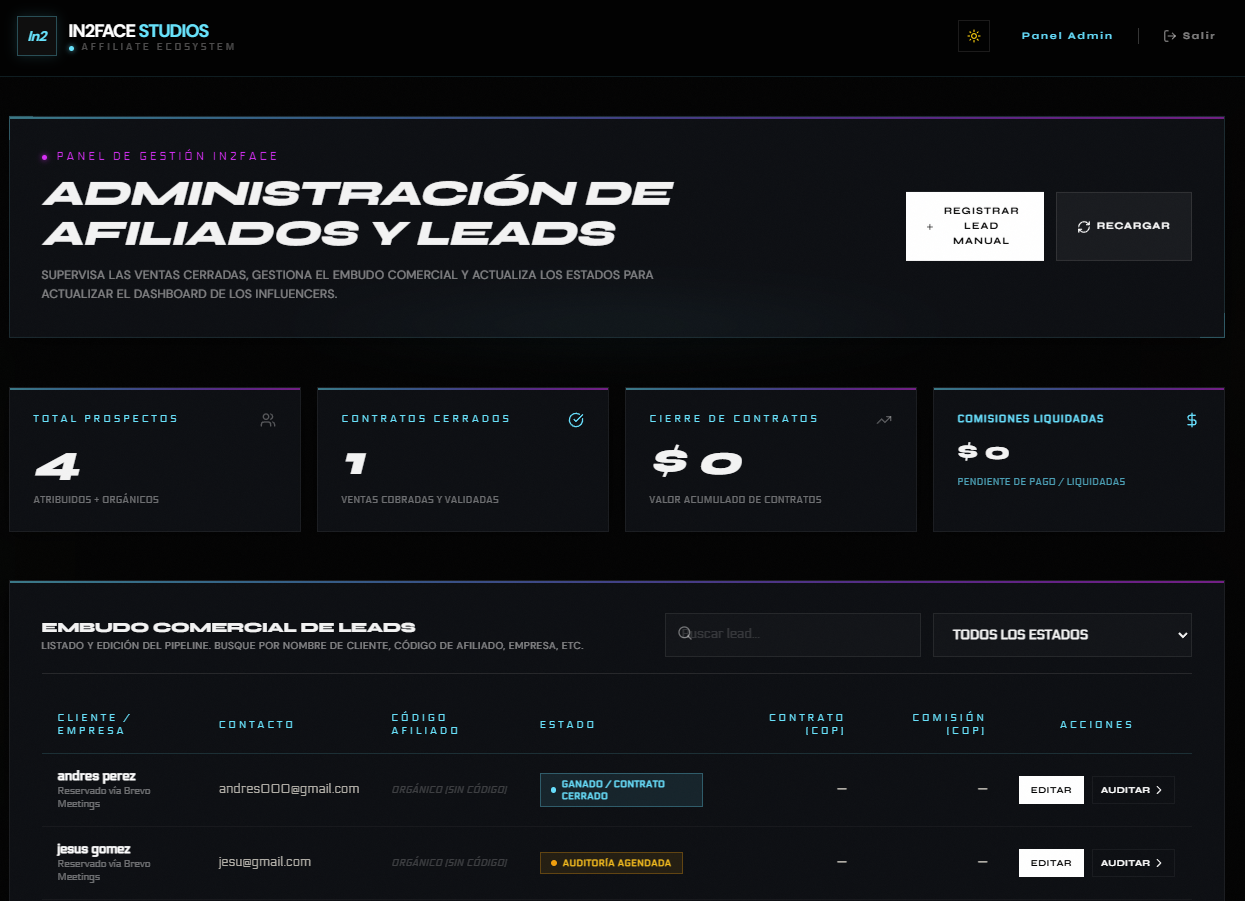 App de Afiliados IN2 FACE STUDIOS